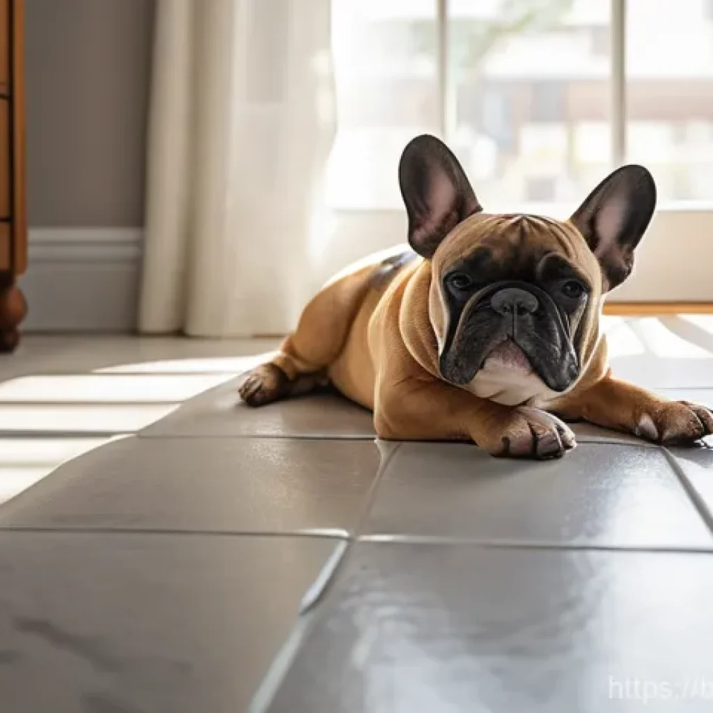 프렌치 불독의 수면 습관 - **Prompt: Peaceful 'Superman' Sleep**
    A charming adult French Bulldog, with a fawn-colored coat,...