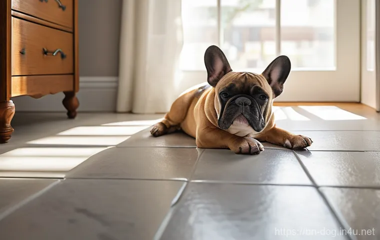 프렌치 불독의 수면 습관 - **Prompt: Peaceful 'Superman' Sleep**
A charming adult French Bulldog, with a fawn-colored coat,...