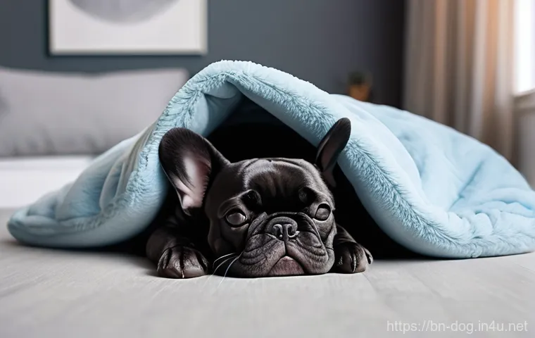 프렌치 불독의 수면 습관 - **Prompt: Peaceful 'Superman' Sleep**
    A charming adult French Bulldog, with a fawn-colored coat,...