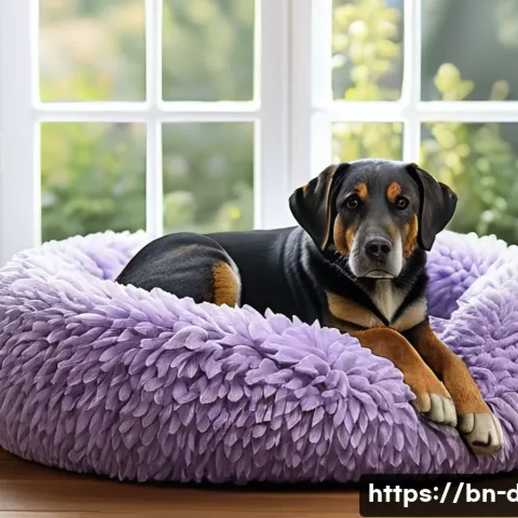 강아지 스트레스 해소법 - A cozy, safe indoor corner designed specifically for a Bengali-speaking dog owner&rsquo;s home, featuring ...